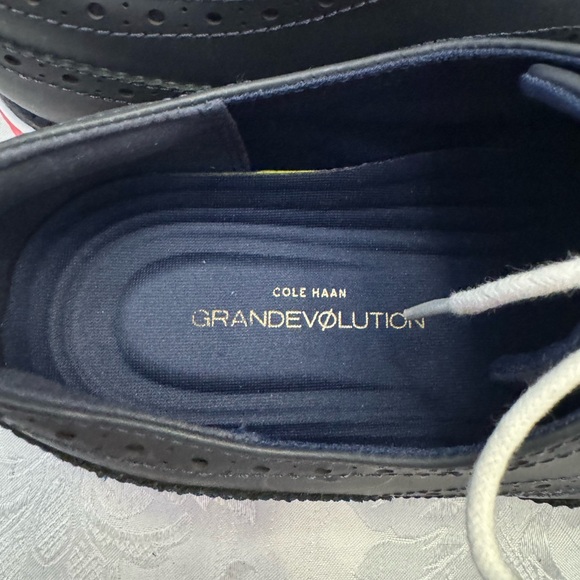Cole Haan Grand Evolution 10M Wingtip‎ Oxford Leather Comfort Shoe Blue Office